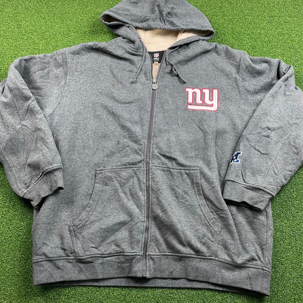 Vintage NFL Pro Line Gray New York Giants Zip Up Hooded Fleece Jacket Sz XL